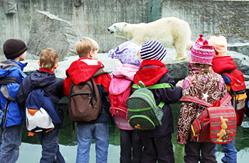 Kinder vor dem Eisbärengehege